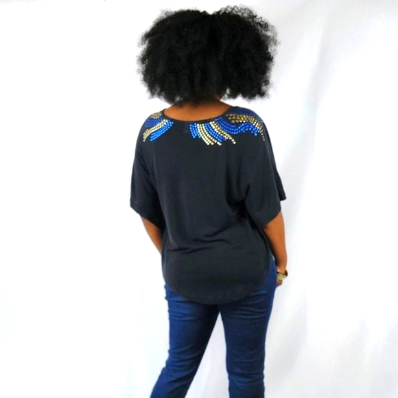 Free People Blue Studded Flare Top - Picture 6 of 13